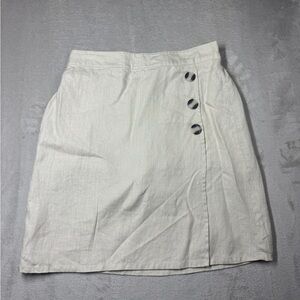 Tahari 100% Linen Cream Faux Wrap A Line Mini Skort Skirt Size XS